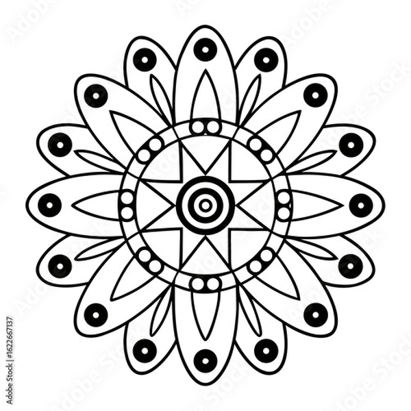 Fototapeta Circular Mandala with Repeating Rectangle Shapes Coloring Page