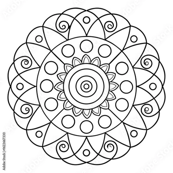 Fototapeta Circular Mandala with Repeating Rectangle Shapes Coloring Page