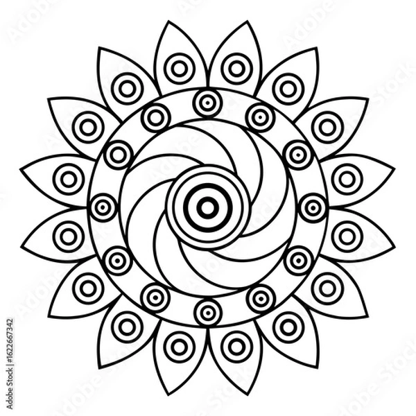 Fototapeta Circular Mandala with Repeating Rectangle Shapes Coloring Page
