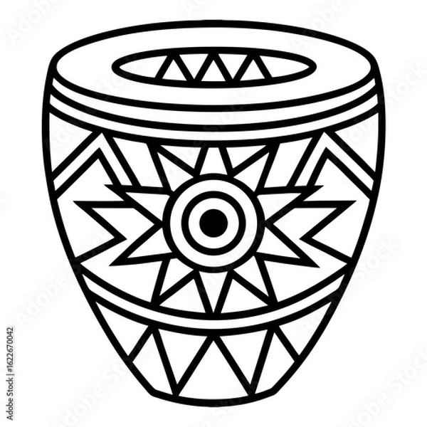Fototapeta Geometric Bongo Filled with Tribal and Mandala Patterns Coloring Page