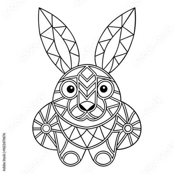 Obraz Geometric Rabbit Filled with Tribal and Mandala Patterns Coloring Page