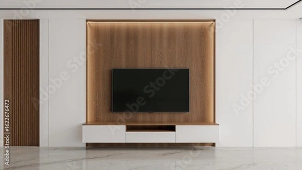 Fototapeta Basic wall-mounted TV cabinet concept