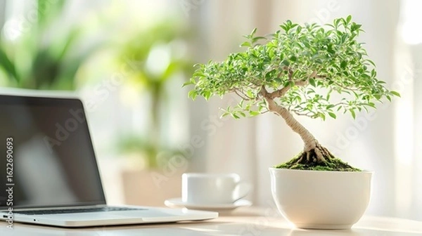 Obraz Mini bonsai tree in modern white pot