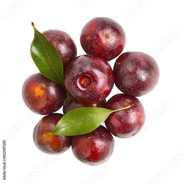 Fototapeta Fresh Bitter Cherry Isolated on White Background for Food Photography and Design Projects