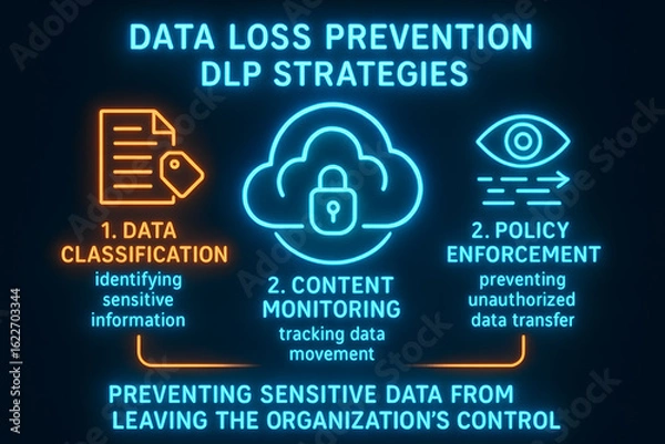 Obraz Data Loss Prevention Strategies with Encryption Protocols for Cybersecurity