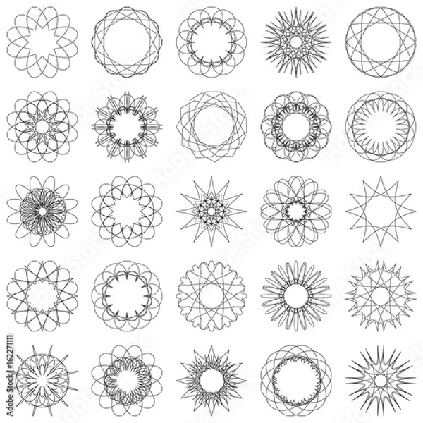 Fototapeta Liniowy okrągły ornament. Wektorowy wzór geometryczny w stylu orientalnym (arabskim). Zestaw wektorów ramek do kuponów, dyplomów i certyfikatów