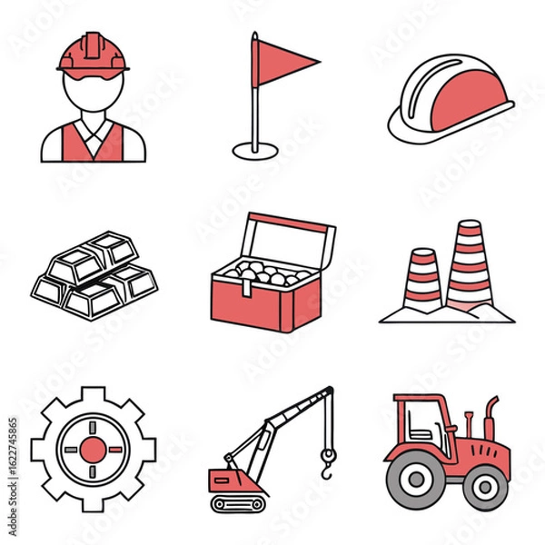 Obraz Simple Icon Vector Art Set - Minimalist Graphic Vector Design Elements