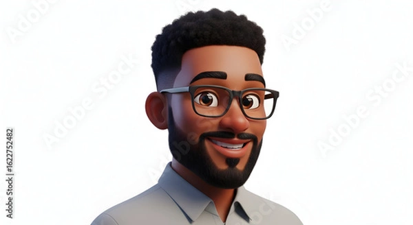 Obraz Friendly 3D Cartoon Black Man Avatar Business