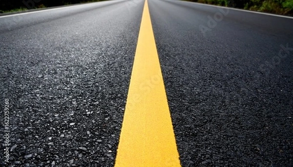 Obraz Asphalt road with yellow center line