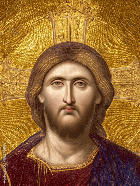 Fototapeta Portrait of Jesus classical Byzantine artistic style