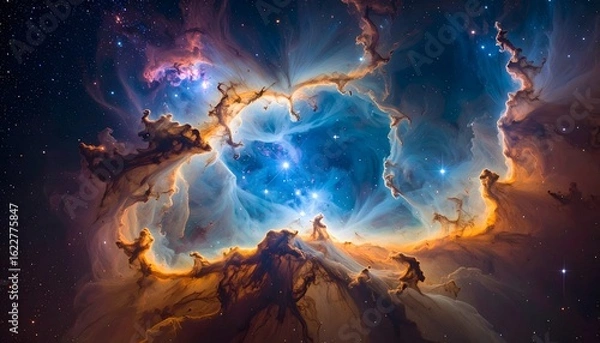 Obraz Swirling cosmic dust with glowing lights