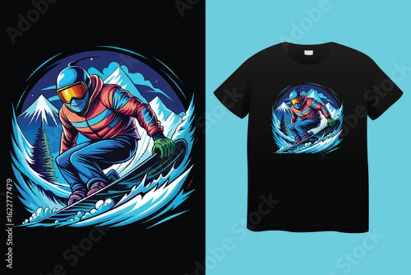 Fototapeta Skateboarding and Skating Meet Ski and Snowboard t shirt design in an Epic Winter Adventure
