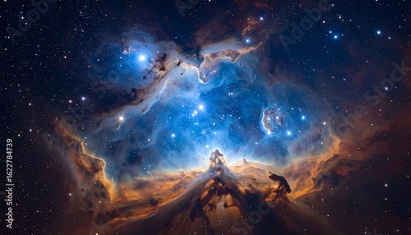 Obraz Vibrant interstellar cloud and starfield