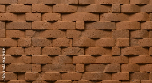 Fototapeta Textured red brick wall with a repeating geometric pattern
