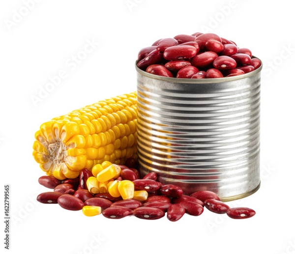 Fototapeta Canned red beans and corn on a food healthy cooking isolated on transparent background, png
