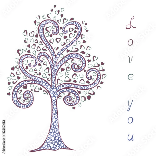 Fototapeta Illustrations with hearts. Vector illustration.