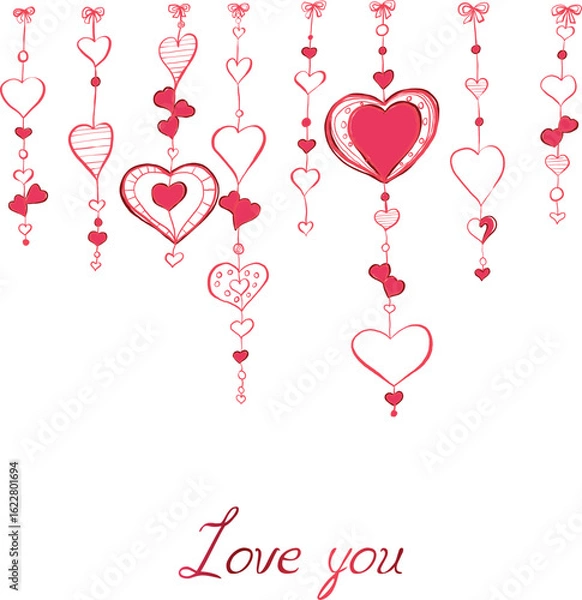 Fototapeta Illustrations with hearts. Vector illustration.