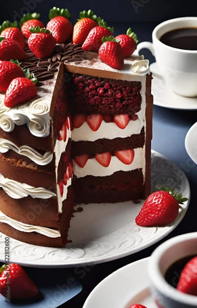 Obraz chocolate cake with strawberries