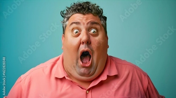 Fototapeta 一人で驚きと衝撃を表現する大柄な男性十一Generative AI