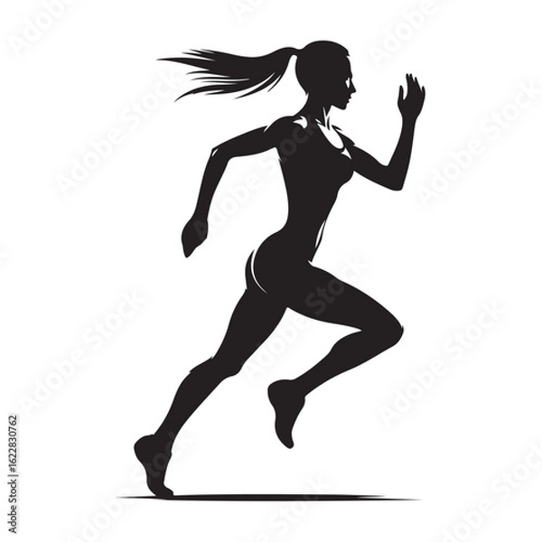 Fototapeta Dynamic running human silhouette in motion athletic figure