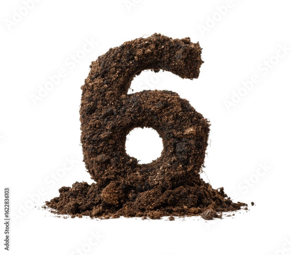Obraz Soil number six sculpture creative concept artistic view isolated on transparent background, png