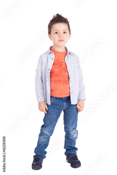 Obraz little boy posing isolated in white