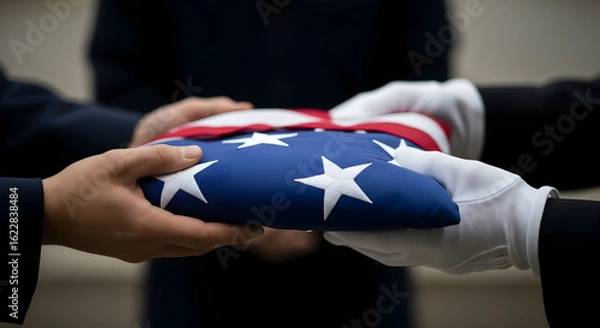 Obraz American Flag Folding Ceremony Respect Honor Tradition
