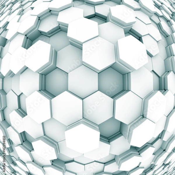 Obraz design element. 3D illustration. rendering. abstract hexagon black and white  background