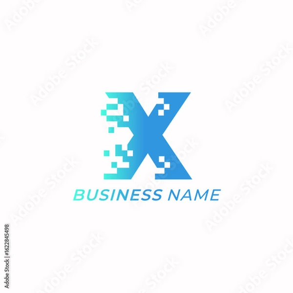 Obraz design logo creative letter X and pixel