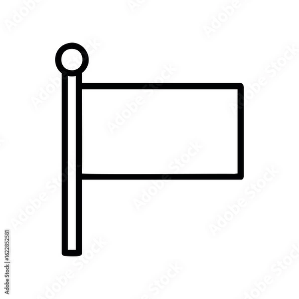 Fototapeta Simple black line flag icon on white background – stock vector icon in line style