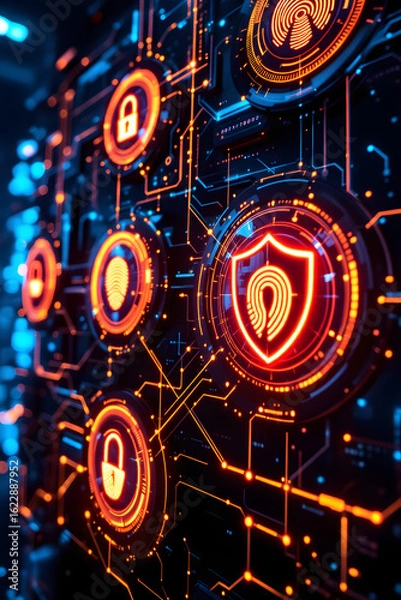 Fototapeta Cyber Security Technology Abstract Digital Protection System Graphic