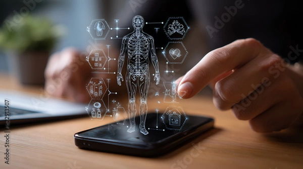 Fototapeta Digital Human Anatomy Visualization: The digital realm reveals a captivating intersection of technology and human physiology.