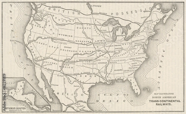 Obraz USA Railway Map. Date: 1883