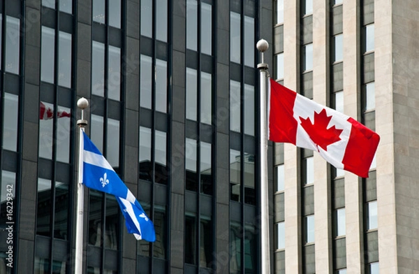 Obraz Drapeaux québecois et canadiens