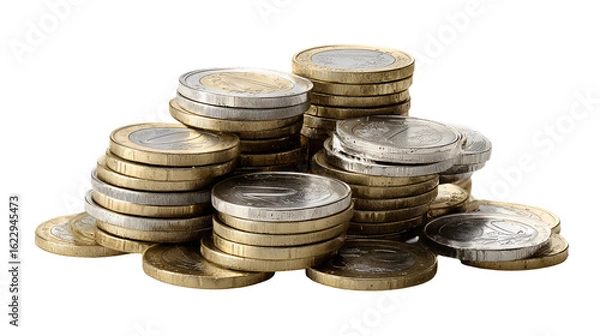 Obraz Euro coins stacked high financial wealth success money