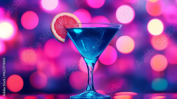 Fototapeta ネオンの光に包まれたカクテル