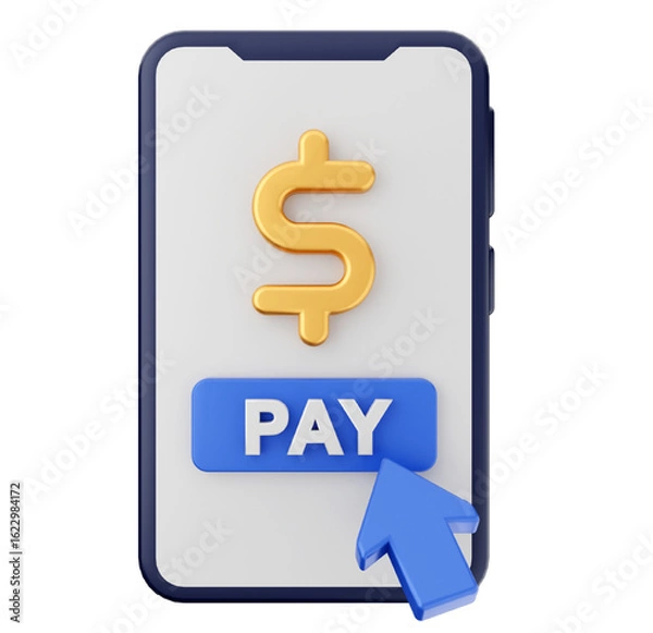 Fototapeta Mobile Payment App:  Golden Dollar Button