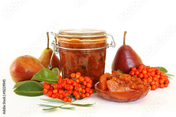 Obraz Organic rowanberries and pears jam