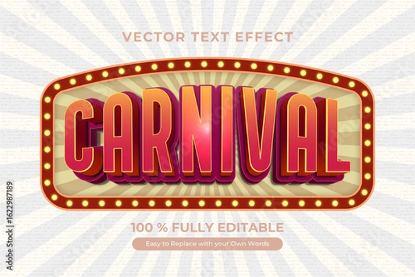 Obraz Carnival Style Vector Text Effect eye catching titles and