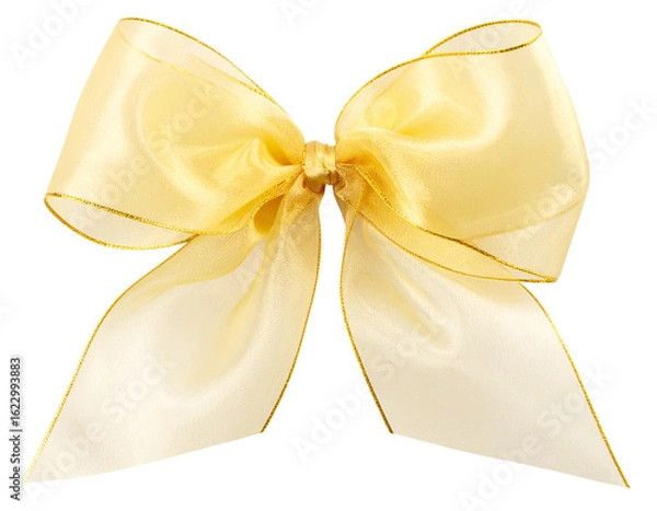 Fototapeta Elegant Sheer Organza Bow with Gold Trim and Soft Flowing Ribbons, Luxury Style, PNG (4)