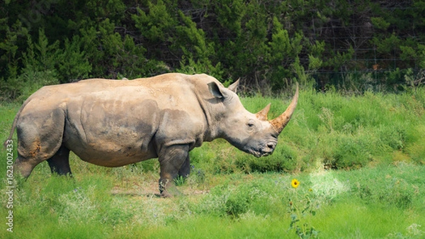 Fototapeta Rhino roaming around the wild