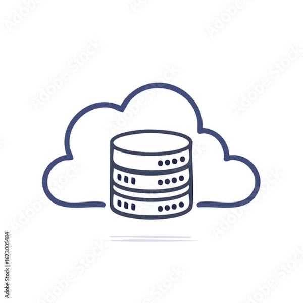 Obraz Abstract cloud server database illustration, data storage technology symbol on black backdrop, cloud computing, minimal style.