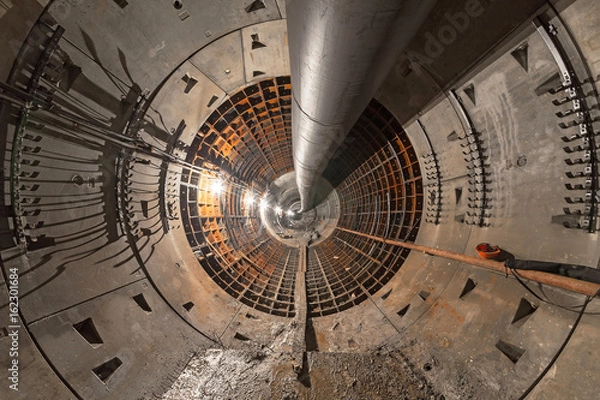 Obraz Empty subway underground tunnel under construction