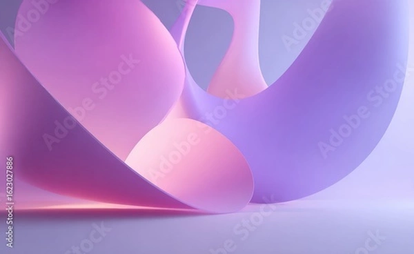 Fototapeta 3D Abstract Pink and Purple Floating Shapes with Smooth Curves on Gradient Background