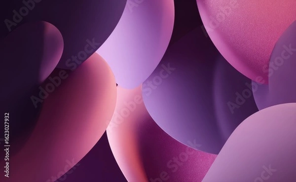 Fototapeta 3D Abstract Pink and Purple Floating Shapes with Smooth Curves on Gradient Background