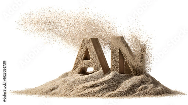 Obraz Wooden letters AN in sand wave