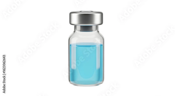 Fototapeta Medical Vial Blue Liquid Vaccine or Research Solution for Science and Medicine Concept