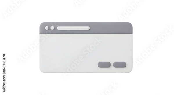 Fototapeta Browser Window UI Mockup 3D Render Website Interface Design Software Application Navigation Modern Technology Minimalist Clean