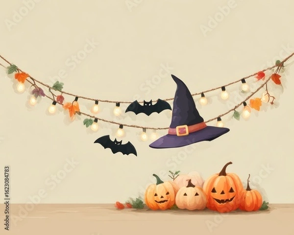 Obraz Halloween decorations on a wall