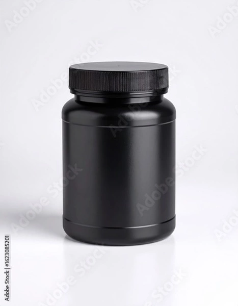 Fototapeta Black plastic supplement jar